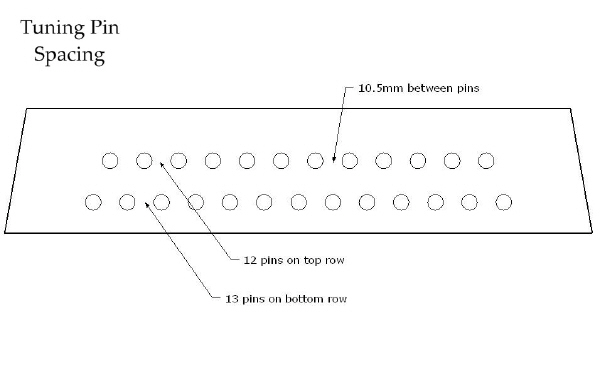 Bowed Psaltery Tuning Pin Layout CAD Plan