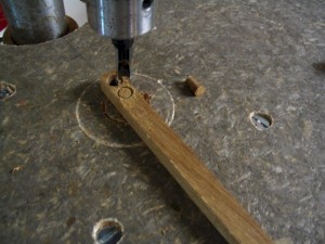 A 1/4" plug cutter is used to make custom wooden note markers