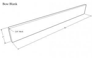 First a blank is cut to the overall dimensions of the bow, and then roughed out to shape