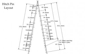 Take great care to accurately lay out all of the hitch pin locations on the soundboard