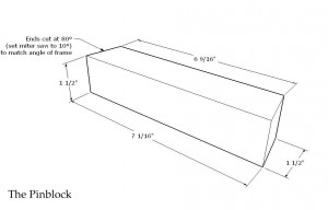 The pinblock closes out the triangular frame of the psaltery