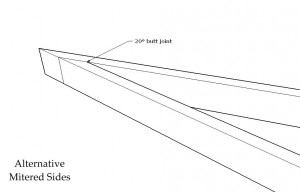 A 20° butt joint may be used in place of the 10° miter joint