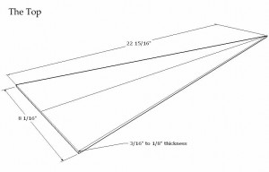 The top is of the same dimensions as the back, but should be made of quartersawn softwood